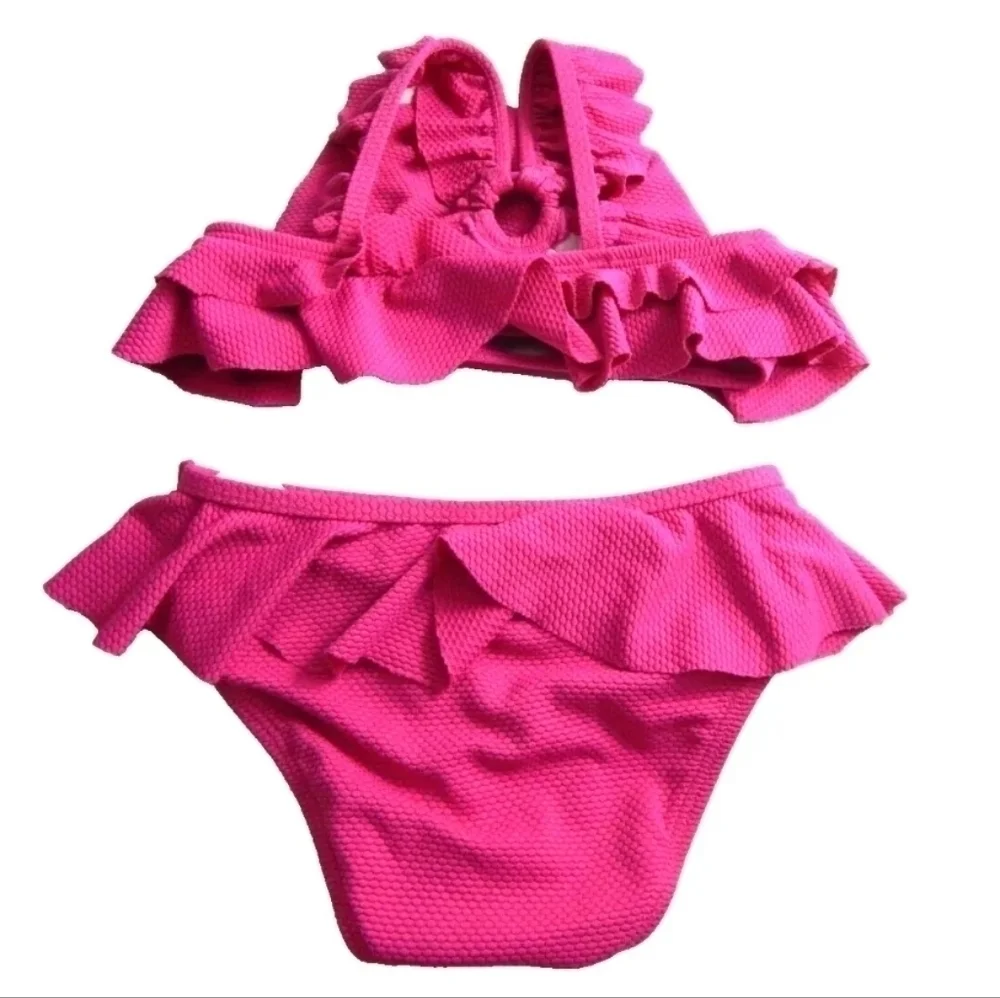 Janie and Jack Girls Pink Ruffle Bikini